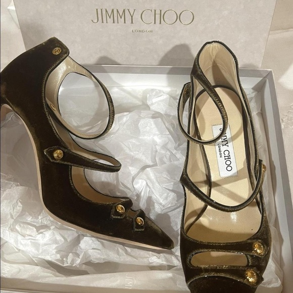 Jimmy Choo Dark Brown Velvet Heels